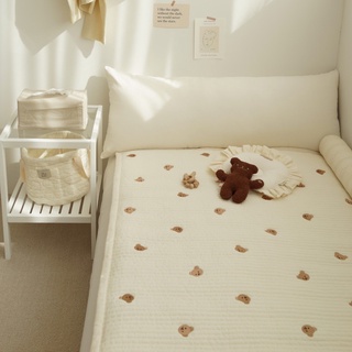 ins Korea Baby Crib Mattress Children Bear Embroidered Quilted Sheet