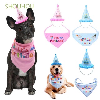 SHOUHOU Printed Pet Headwear Cat Accessories Neckerchief Dog Caps Happy Birthday Pet Supplies Fashion Party Supplies Costume Hat/Multicolor