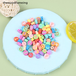 【the】 100Pcs 10mm Polymer Clay Letters Beads Spacer Loose Beads for Jewelry Making .