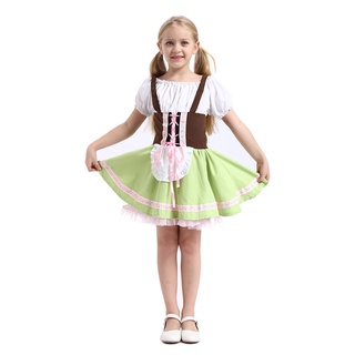 ☑Germany beer festival carnival folk bar girl waitress uniform performance costumes business attire