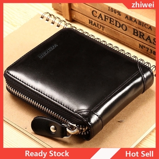 Men Leather Wallet Bifold Zip Wallet Small Coin Purse Card Wallet for Men