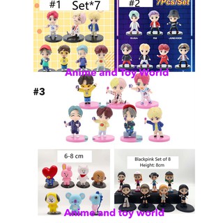 7 Pcs/Set Kpop BTS Mini Figure Chibi Set of 7 Blackpink blank Pink Set of 8 Collectible Figure
