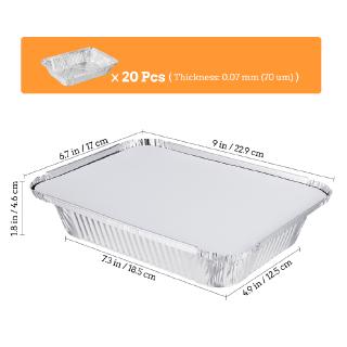 BESTONZON 20pcs Disposable BBQ Drip Pan Tray with Lid Aluminum Foil Tin Liners for Grease Catch Pans Replacement Liner Trays（229*170*46mm) (4)