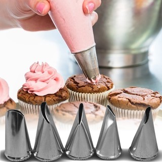 5pcs Rose Piping Tip Set Stainless Steel Petal Cupcake Nozzle Cake Decorating Supplies Kit