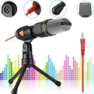 SF-666 Desktop Studio Condenser Microphone 3.5mm Audio Wired Sound Podcast With Stand For PC Laptop