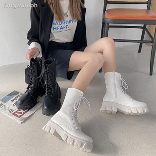 ☒White Martin boots women s summer thin section trendy ins cool thick-soled motorcycle net red British style mid-tube