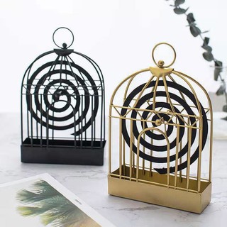 New Birdcage Shape Iron Mosquito Coil Holder Mosquito Repellent Incense Rack Burner Holder