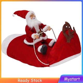 Xmas Santa Claus Riding Pet Outfit Christmas Funny Puppy Dog Deer Clothes