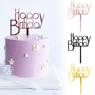 Ready Stock ~ Happy Birthday Acrylic Cake Topper Cake Resuable Topper Cupcake Dessert Decor Birthday Party Supplies