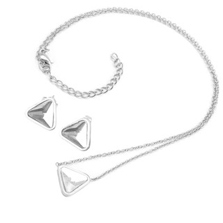 Mio Mio by Silverworks Triangle Necklace and Earrings - Fashion Accessory for Women X3146 (1)