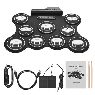 Portable USB Roll Up Drum Kit Digital Electronic Drum Set 9 Silicon Drum Pads with Drumsticks Foot P