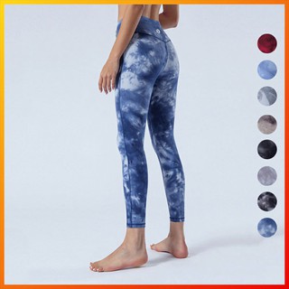 New 8 color lululemon Yoga Pants tie dyed high waist tights women's fashion pants