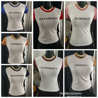 Ringer Tops TEE Shirt Girl Everyday Monday Sunday Lucky COD daily wear all season stretchable cotton