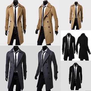 Trench Coat men Winter Long Jacket Double Breasted Overcoat fashion man clothes
