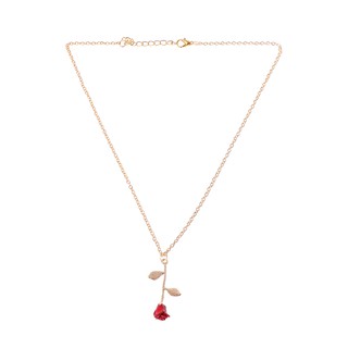 *J❤*Beauty and Beast Golden Filled 3D Red Rose Necklaces (6)