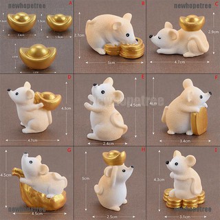NTPH Cute Mouse Figurines Gold Miniatures Figurine Craft Garden Decoration 2020 year joie