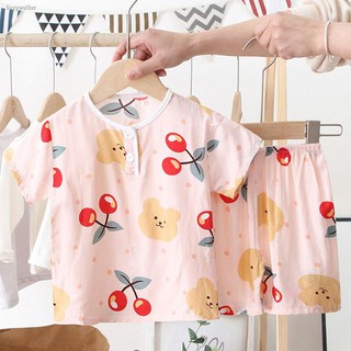 Explosion◆✌✧Summer children s cotton silk pajamas, baby boys, girls, short-sleeved silk, middle-ag