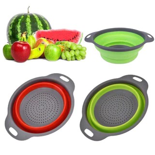 2 in 1 Folding Vegetable Fruit Washing Basket Drain Strainer Colander Kitchen Utensil