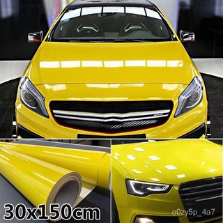 ISMAY 30*150CM Car sticker Glossy yellow Vinyl Car Wrap Car and motorcycle sticker Car Decal Film Ca
