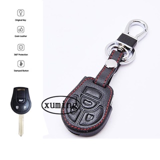 Xuming For Nissan Navara Almera March Car Key Leather Case Remote Cover Keychain