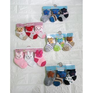 3D Cute Socks for Baby 3n1 Set with Head on the Side (0-12 months old)
