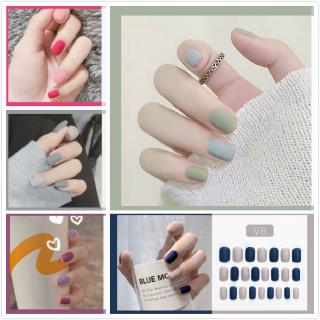 【24pcs】24/Pcs DIY Fake Nails French Finger Nail Art False Nail COD
