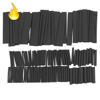 127Pcs Black Glue Weatherproof Heat Shrink Sleeving Tubing Tube Assortment Kit