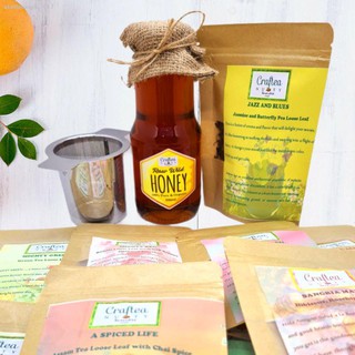 ▼❡Tea Sampler kit giftbox 10 flavors of bestseller teas 15 grams each with raw wild honey and strain