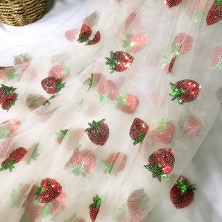 Lrz666 Sweet Transparent Strawberry Sequins Embroidery Mesh Cloth (7)