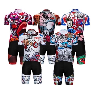 2020 cartoon cycling suit quick-drying gel bicycle shorts suit uniform men's summer bicycle short sleeve