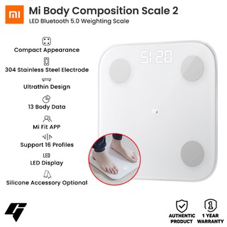 Xiaomi Mi Body Composition Scale 2 Smart Weighing Fat Scale Hidden LED Display Bluetooth Version 5.0