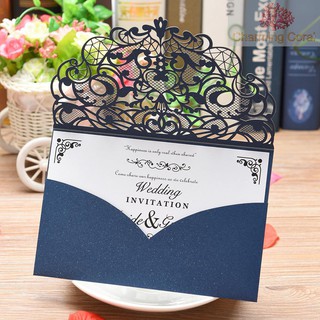 COD❤20Pcs Pearl Paper Laser Cut Wedding Invitation Cards Greeting Card Kits Event Party Supplies wit (1)