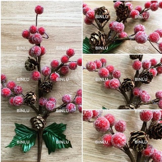 Party Supplies☍♧❁Christmas flower/decor/pine cone/cherry/sugar,christmas tree,garland,DIY,BINLU