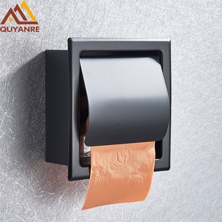 Quyanre Matte Black Chrome Toilet Paper Holder Stainless Steel 304 Roll Paper Box Porta Papel Higien