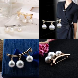 Fashion Luxury Gold Pearl Brooch Pin Elegant Headscarf Accessories Korean Gril Simple Brooches Women Jewelry Gift Party