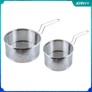 Stainless Steel Deep Fry Basket Round Wire Mesh Fruit Strainer with Handle Frying Cooking Oil Strainer Colander
