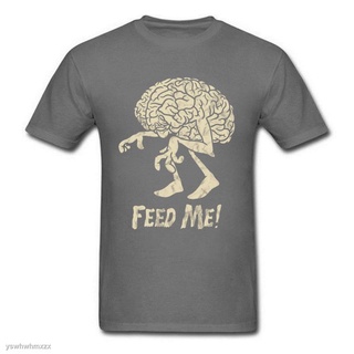 ﺴ☍Braindead Feed Me T-shirt Men Stranger Things T Shirt The Walking Dead Brain Print Tees Retro 80s