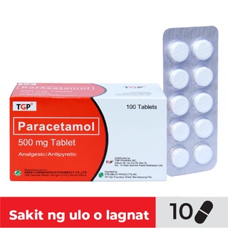 TGP Paracetamol 500mg tablets 10 pcs/pack for pain & fever relief