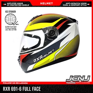JCNJ Motorcycle Helmet RXR 691-6 Full Face With ICC Single Visor Clear Lens Premium Design