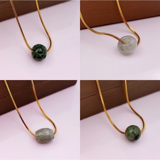 【Ready Stock】►PIA snake chain&Authentic jade Thailand Gold necklace