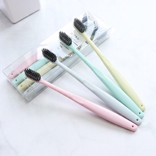 CHERRY FULEVER Toothbrush Charcoal 4pcs Portable Travel Toothbrush Soft Cute Mini Heads