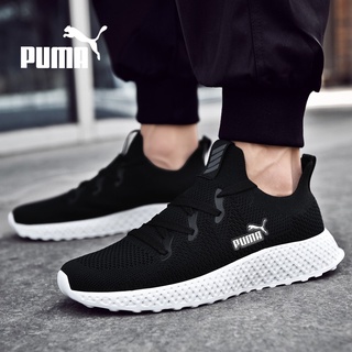 Puma Running Shoes Men's Casual Shoes Breathable Mesh Jogging Shoes Low-top Lace-up Sneakers Large Size Lightweight Men's Shoes Solid Color Simple 39-46