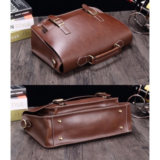 100% Crazy Horse Leather Man Business Bag Retro Men's Briefcase Fashion Crossbody Bag (8)