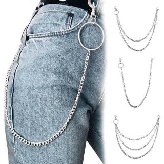 Multilayer Hip Hop Pants Chain Belt Punk Trousers Denim Waistband Accessories Women Men