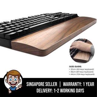Wooden Wrist Rest for Mechanical Keyboard, Walnut Wood, Ergonomic Palm Rest - 60 / 87 / 104 Keys (1)
