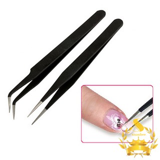 New 2 Pcs Antistatic Electroplating Nonmagnetic Stainless Steel Eyebrow Tweezers