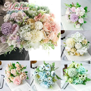 1 Bouquet Artificial Silk Rose Flowers Bride Flower Fake Dandelion Hydrangea For Wedding Party Home Decoration