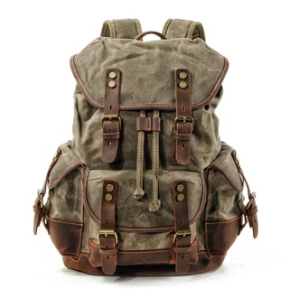 Waterproof Waxed Canvas Backpack Men Backpacks Leisure Rucksack Travel School Bag Laptop Bagpack men