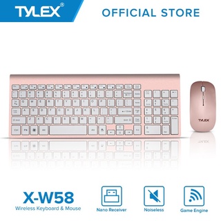 TYLEX X-W58 Keyboard & Mouse Bundle Home & Office Wireless Combo Noiseless 2.4Ghz Bussiness Edition