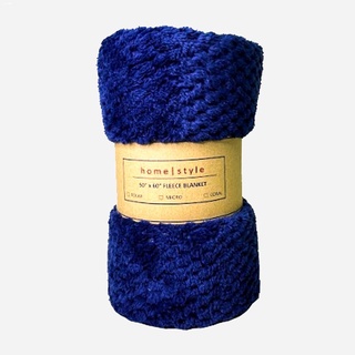 snack❧Home Style Coral Popcorn Fleece Blanket – Navy